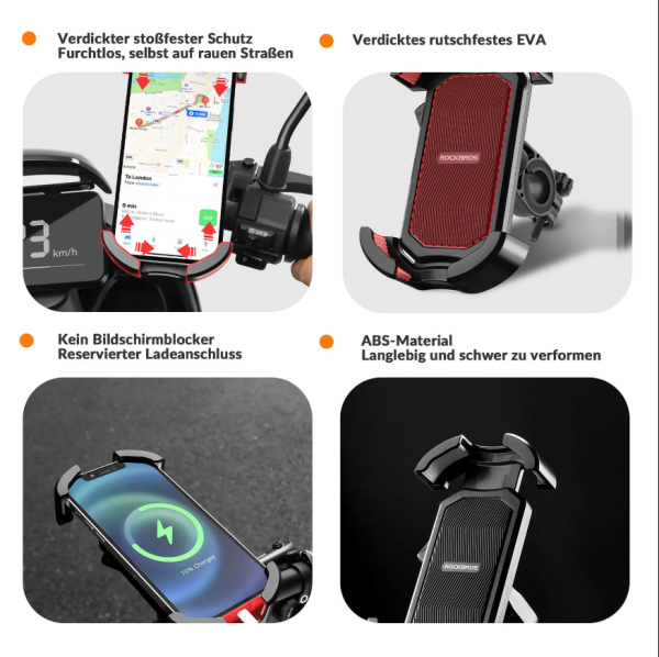 ROCKBROS | Handyhalterung Fahrrad Handyhalter Motorrad 360° Drehbar für 4,7-7,0 Zoll